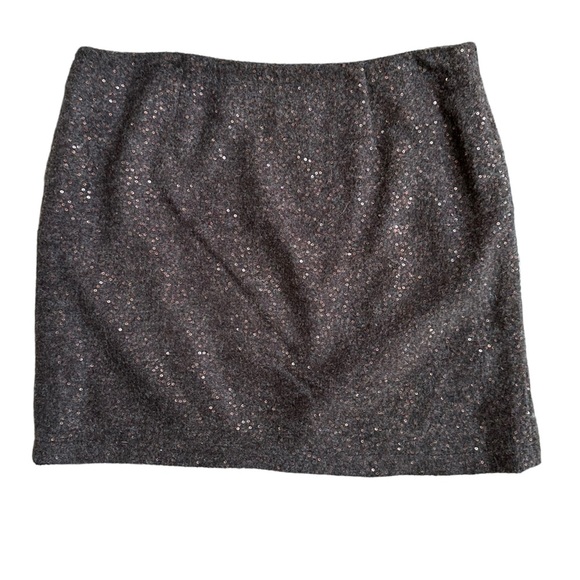 J. Jill‎ Womens Brown Wool Blend Sequin Mini Skirt Size 14 - Picture 1 of 8